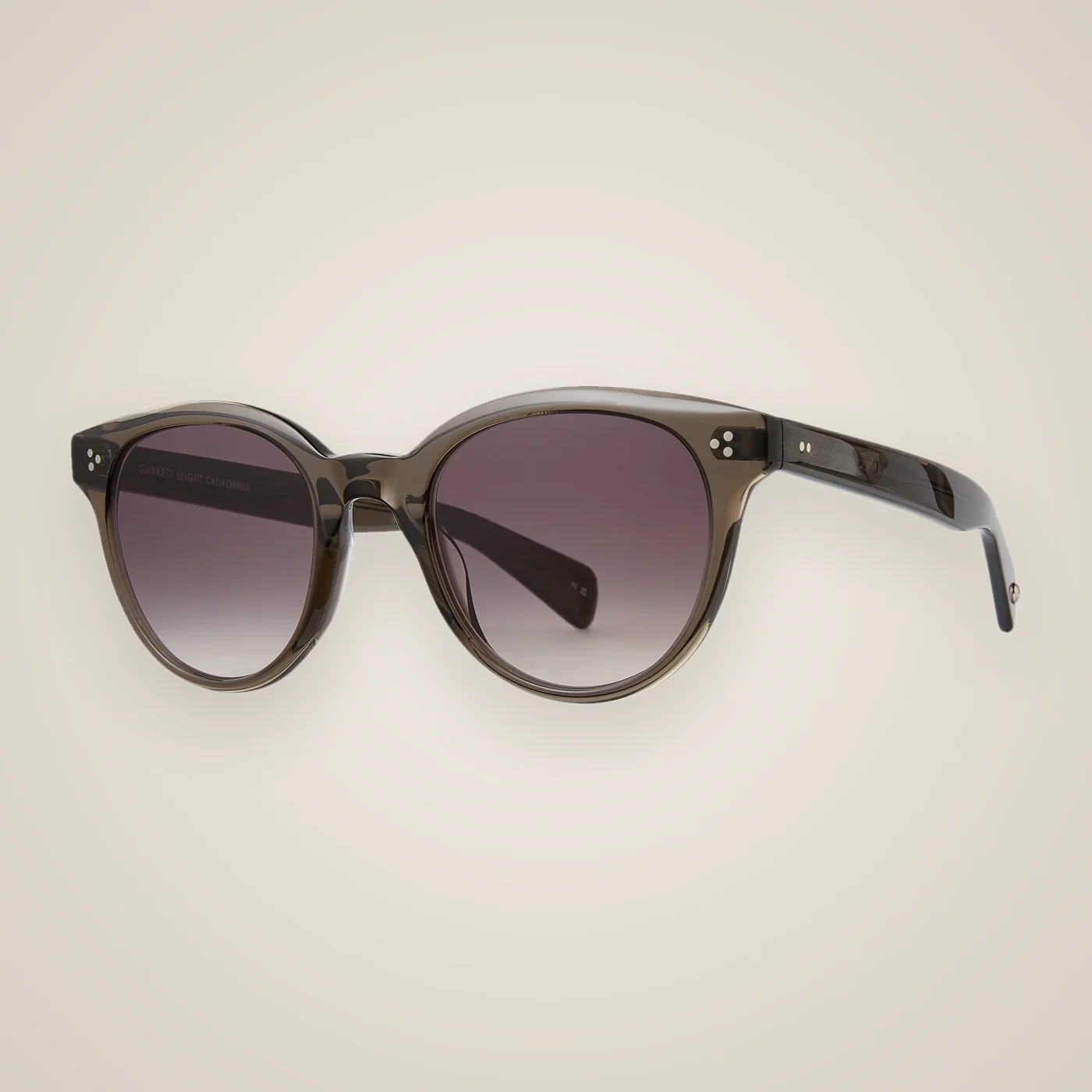 Lunettes de soleil Garrett Leight, monture ronde en acétate gris fumé et verres dégradés